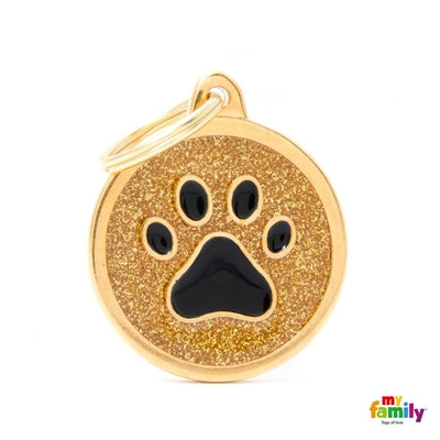 My Family Medaglietta Cerchio Glitter Oro con Zampetta