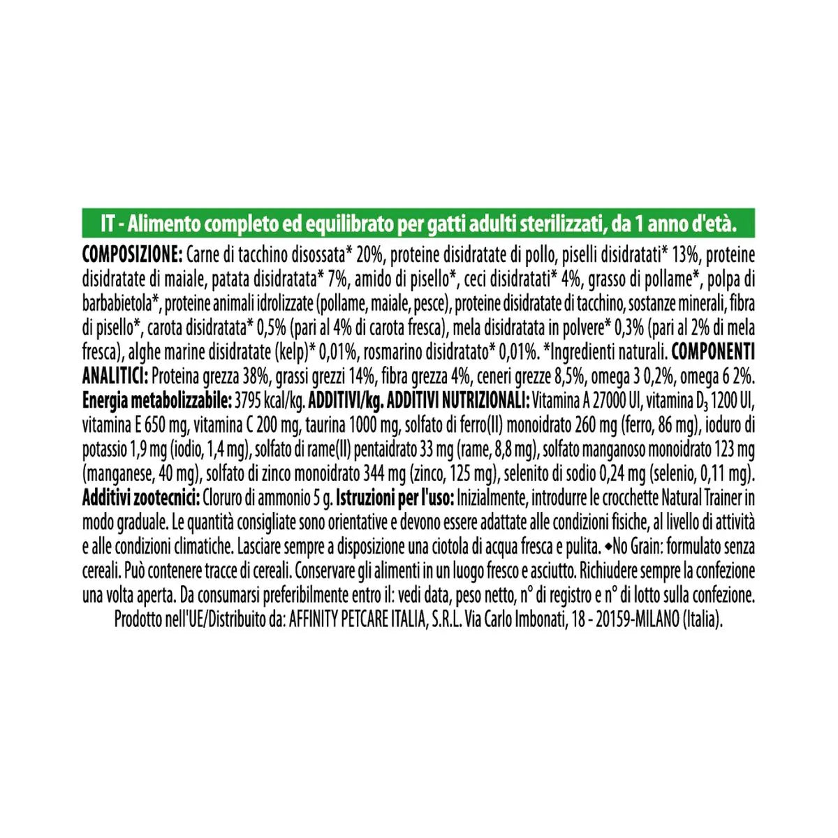Natural Trainer SQN H.G. Sterilised Tacchino 300gr