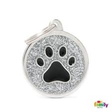 My Family Medaglietta Cerchio con Zampetta Glitter Argento