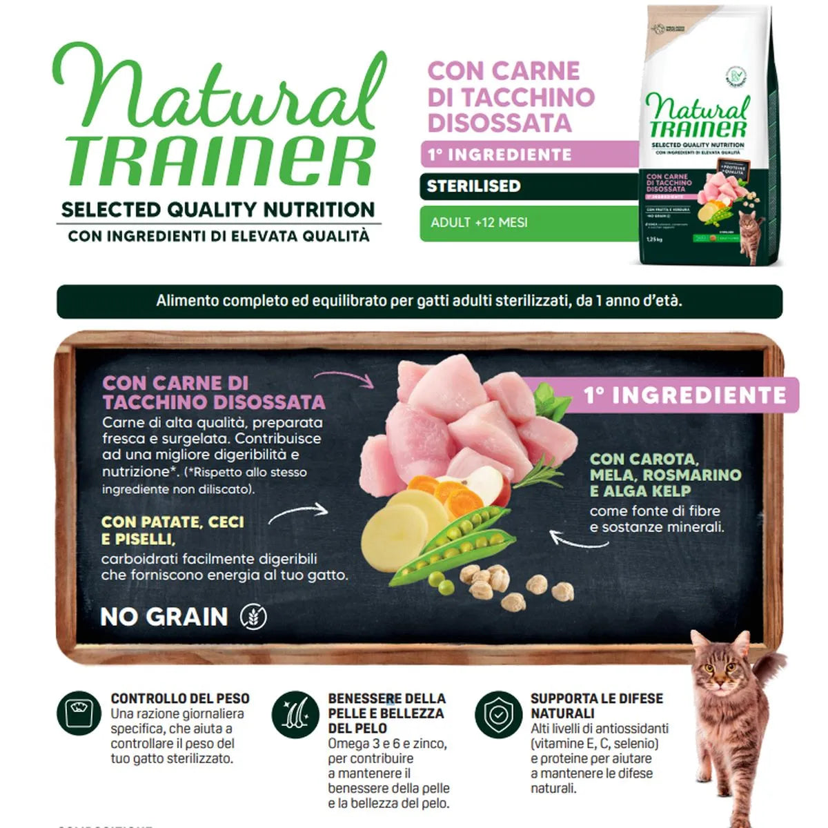 Natural Trainer SQN H.G. Sterilised Tacchino 1,25 Kg