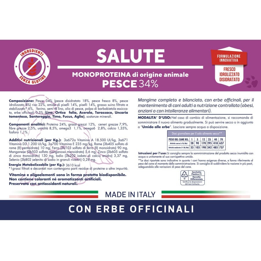 Vet Line Monoproteico Cane Salute Pesce 3 Kg