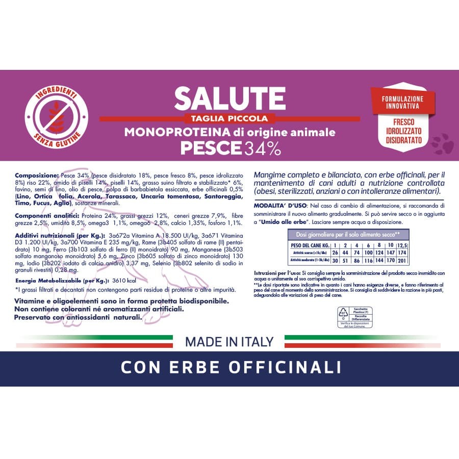 Vet Line Salute Taglia Piccola Pesce 800 gr